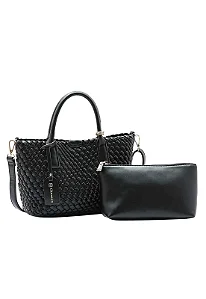 BOLSA FEMININA MÉDIA TRESSÊ ELEGANTE  PRETA + NECESSAIRE