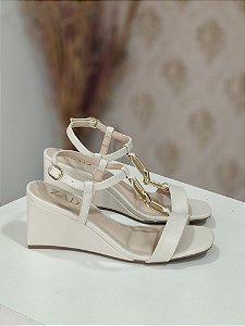 SANDÁLIA ANABELA FEMININA ZAD OFF WHITE
