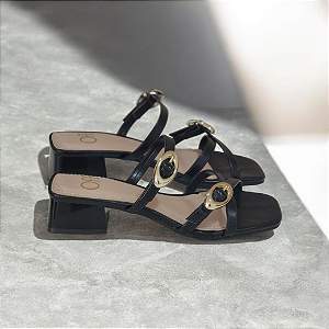 Tamanco Feminino Gaby Madri Salto Bloquinho Preto