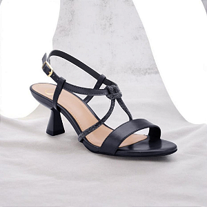 Sandália Feminina Cecilia Offline Tiras Em Strass Cor Preta