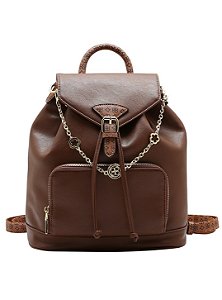Mochila Feminina Chenson Trend Fashion Glow Detalhes Dourados Cor Café
