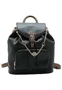 Mochila Feminina Chenson Trend Fashion Glow Detalhes Dourados Cor Preta