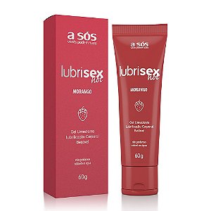 Gel Lubrificante Beijável com Aquecimento Lubrisex Morango Hot - 60g