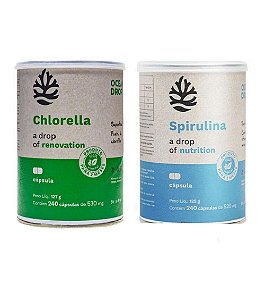 Chlorella 530mg + Spirulina 520mg 240 Cáps cada