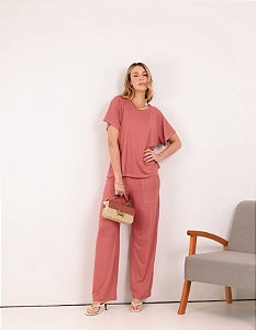 💙 Conjunto com pesponto tamanho G em Viscolycra goiaba: Elegância Sem Esforço