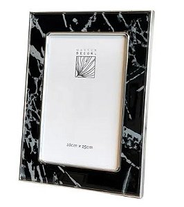 Porta Retrato Marmorizado Preto  10x15cm