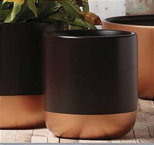 Cachepot P Marrom e Bronze Cerâmica Decoração Casa 15x13,7 cm