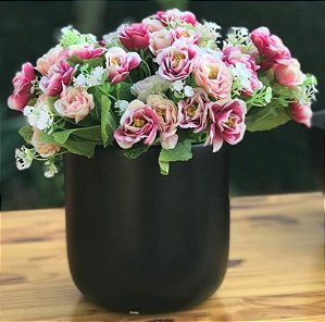 Cachepot P Preto Cerâmica Decoração Casa 15x13,7 cm