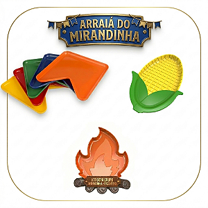 Kit Bandejas Festa Junina – Milho, Fogueira e Bandeirinha | Decoração Mesa de Doces São João
