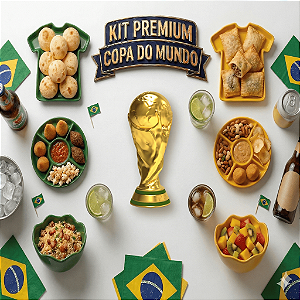Kit Festa Futebol Copa do Mundo Brasil Completo – Bandejas Futebol, Petisqueiras, Cumbucas e Taça copa do mundo
