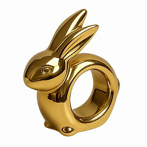 Kit 4 Porta Guardanapos Coelho Dourado – Decoração Mesa Posta Páscoa