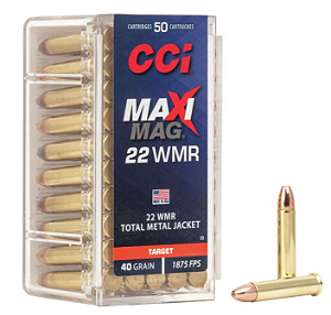 Munição CCI CAL 22 WMR MAXI-MAG 40GR TMJ CX 50