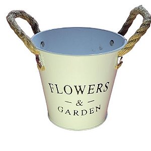 Cachepot Vaso de Metal Flower e Garden - Branco