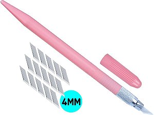 Estilete Bisturi de Precisão Artesanato Rosa + 15 Lâminas