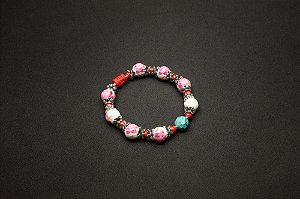 Japamala 9 Contas CHINESE BEAUTY Porcelana, Turquesa & Roda Mani