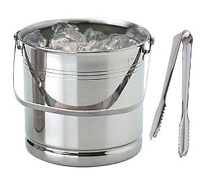 Balde de Gelo Aço Inox c/ Pegador e Bandeja Separadora 1,5 L