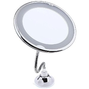 Espelho Articulado c/ Ventosa Iluminação LED e Ampliação 10x