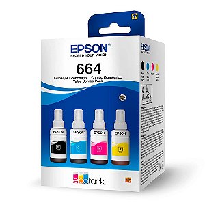 Kit Epson Refil de Tinta com 4 Cores - T664520-4P
