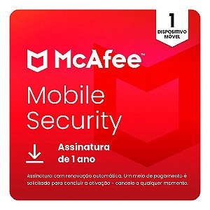 Mobile Security McAfee 1 dispositivo 1 ano Android e iOS ESD - MMB31BNR1