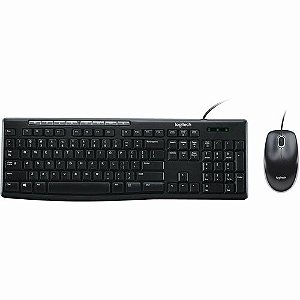 Combo Teclado E Mouse Com Fio Mk200 Cinza