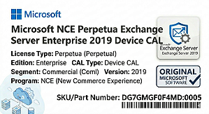 Licença Microsoft NCE Perpetua Exchange Server Enterprise 2019 Device CAL Coml dg7gmgf0f4md-0005