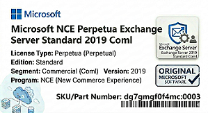 Licença Microsoft NCE Perpetua Exchange Server Standard 2019 Coml dg7gmgf0f4mc-0003