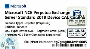 Licença Microsoft NCE Perpetua Exchange Server Standard 2019 Device CAL Coml dg7gmgf0f4mb-0005