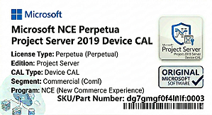 Licença Microsoft NCE Perpetua Project Server 2019 Device CAL Coml dg7gmgf0f4lf-0003