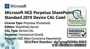 Licença Microsoft NCE Perpetua SharePoint Standard 2019 Device CAL Coml dg7gmgf0f4ls-0003