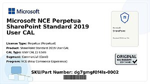 Licença Microsoft NCE Perpetua SharePoint Standard 2019 User CAL Coml dg7gmgf0f4ls-0002
