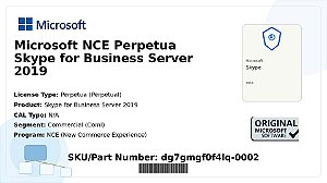 Licença Microsoft NCE Perpetua Skype for Business Server 2019 Coml dg7gmgf0f4lq-0002