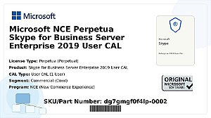 Licença Microsoft NCE Perpetua Skype for Business Server Enterprise 2019 User CAL Coml dg7gmgf0f4lp-0002