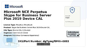 Licença Microsoft NCE Perpetua Skype for Business Server Plus 2019 Device CAL Coml dg7gmgf0f4ln-0003