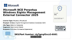 Licença Microsoft NCE Perpetua Windows Rights Management External Connector 2025 Coml dg7gmgf0xcz2-0001