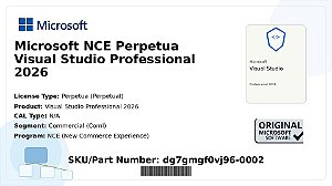 Licença Microsoft NCE Perpetua Visual Studio Professional 2026 Coml dg7gmgf0vj96-0002
