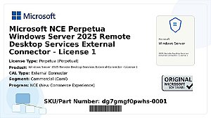 Licença Microsoft NCE Perpetua Windows Server 2025 Remote Desktop Services External Connector Lic 1 Coml dg7gmgf0pwhs-0001