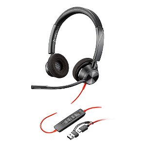 Headset HP Poly Blackwire C3320 USB-C/A Preto - 8X219AA