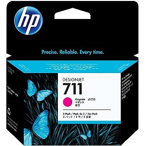 Cartucho Tinta Plotter Hp 711 Magenta 29ml Pack C/ 3 Unidades