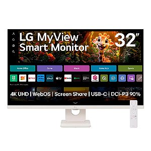 Monitor LG MyView Smart Tela UHD 4K 32" WebOS ThinQ Home Air Play Screen Share Bluetooth - 32sr73u-w-awzm