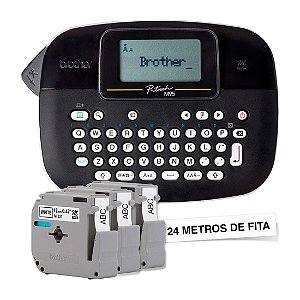 Rotulador Eletrônico Brother P-Touch Portátil Preto com 3 fitas - ptm95bkbp