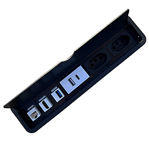 Caixa Tomada Regua Embutir Mesa com Carregador Dual USB A+C
