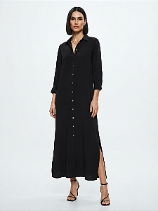 Vestido Chamise Longo com Manga 7/8
