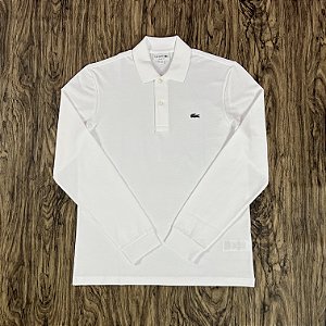 Polo Lacoste Manga Longa Branca