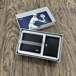 Carteira Lacoste + Porta Cartão Lacoste Preto