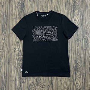 Camiseta Lacoste Letras TH9950 Preta