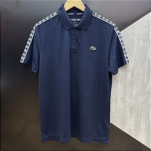 Polo Lacoste Sport Monograma Azul Marinho