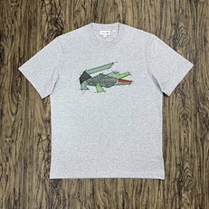 Camiseta Lacoste Big Croco Bordado Cinza