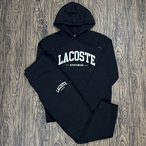 Conjunto Lacoste Moletom Letreiro SH2284 Preto