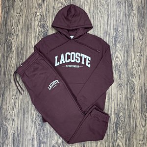 Conjunto Lacoste Moletom Letreiro SH2284 Vinho