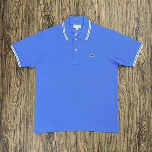 Polo Lacoste Classic Fit Azul Com Branco